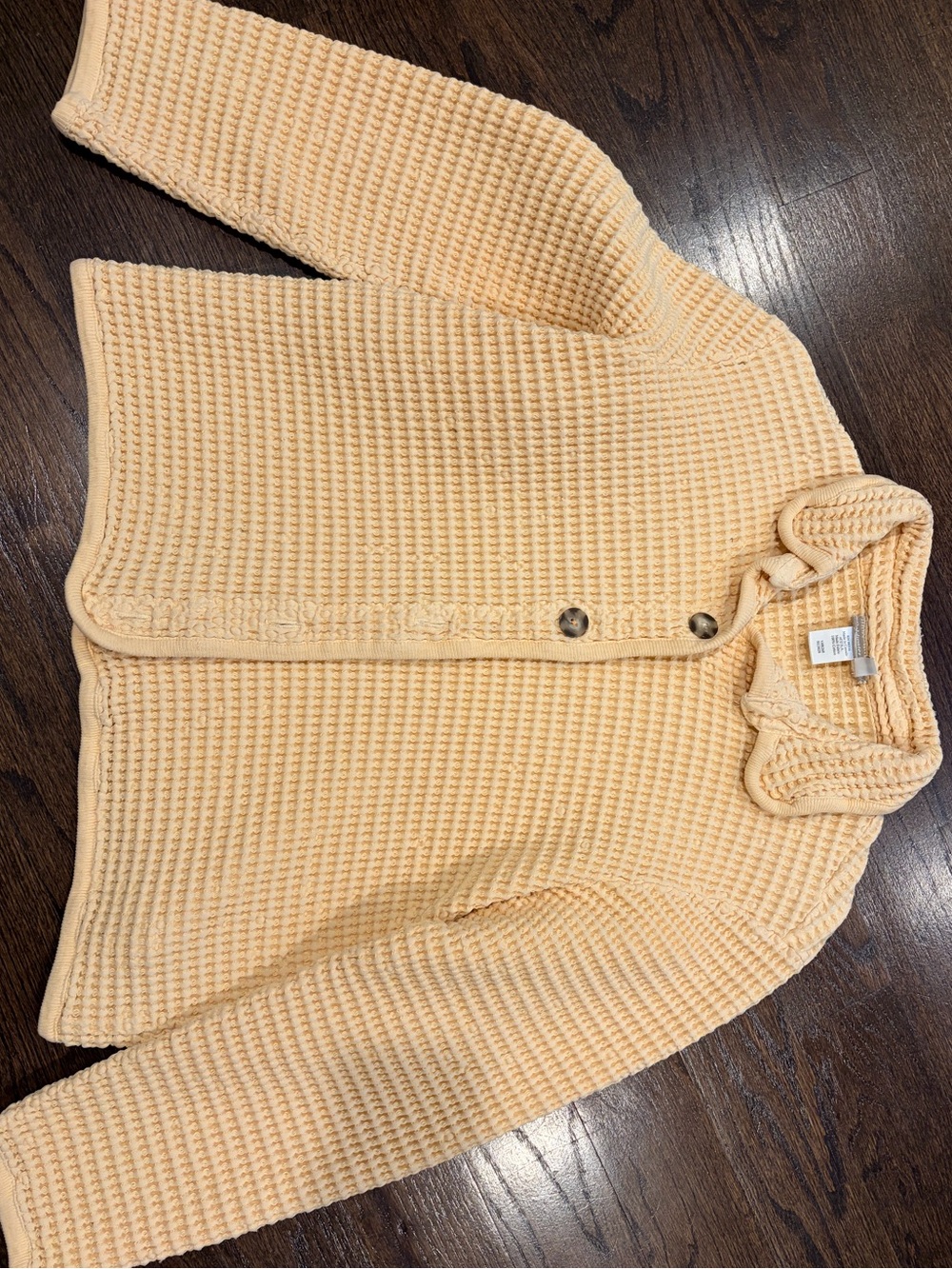 Coldwater Creek Soft Peach Waffle Button-Front Cardigan